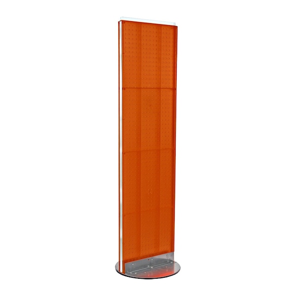 Two-Sided Pegboard Floor Display on Revolving Base. Spinner Rack Stand.